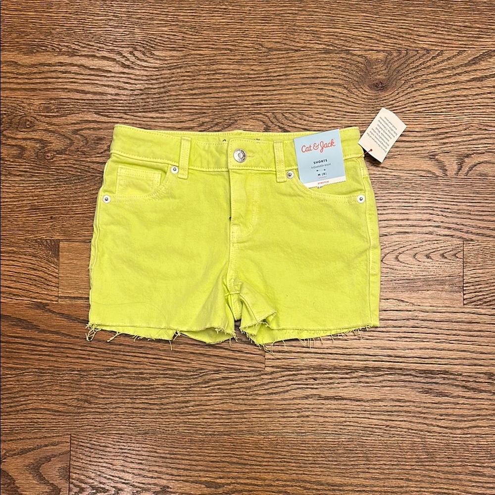NWT Cat & Jack Neon Jean Shorts with Frayed Hem; M